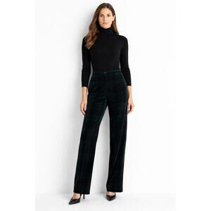 Lauren Ralph Lauren Plaid Velour Pants Womens Size 12 High Rise Straight Leg